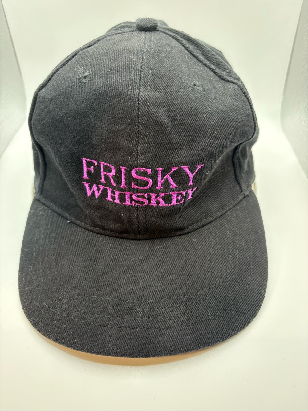 Vintage Frisky Whiskey Snapback Hat Black Pink Embroidered Novelty Cap